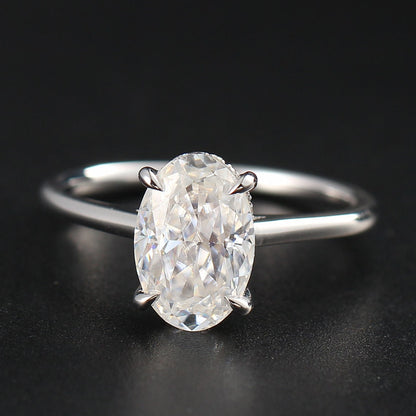 3.50 CT Oval Moissanite Hidden Halo Engagement Ring