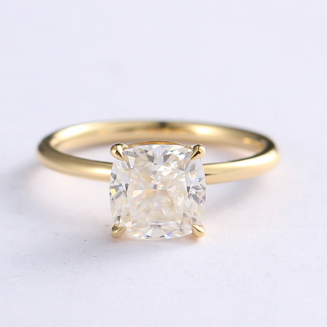 2.0 CT Cushion Moissanite Solitaire Engagement Ring