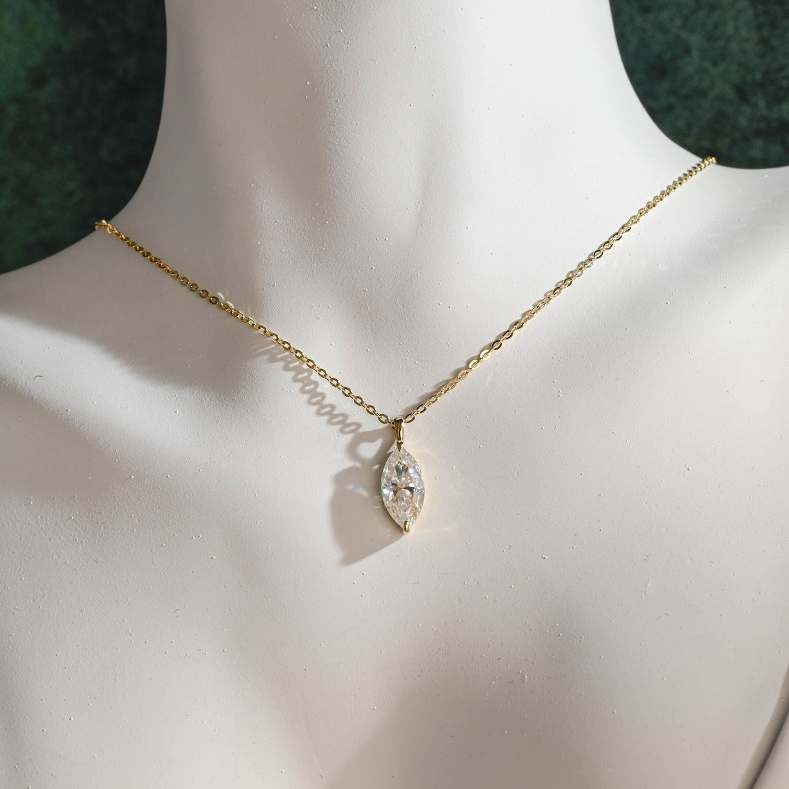 0.80 TCW Marquise Moissanite Diamond Solitaire Necklace