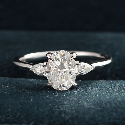 2.78 CT Oval Moissanite Three Stone Engagement Ring