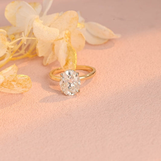 3.0 CT Oval Moissanite Hidden Halo Engagement Ring