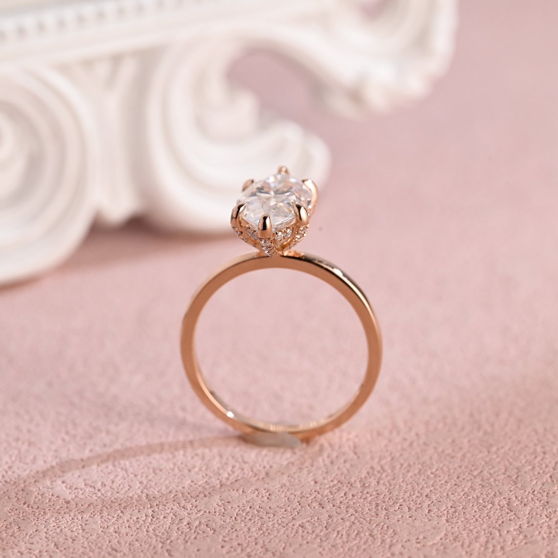 3.0 CT Marquise Moissanite Hidden Halo Engagement Ring