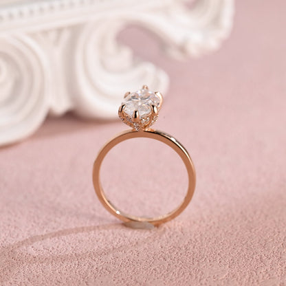 3.0 CT Marquise Moissanite Hidden Halo Engagement Ring