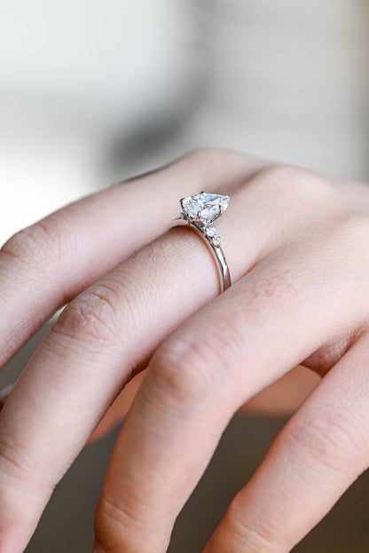 1.50 CT Pear Moissanite Solitaire Engagement Ring