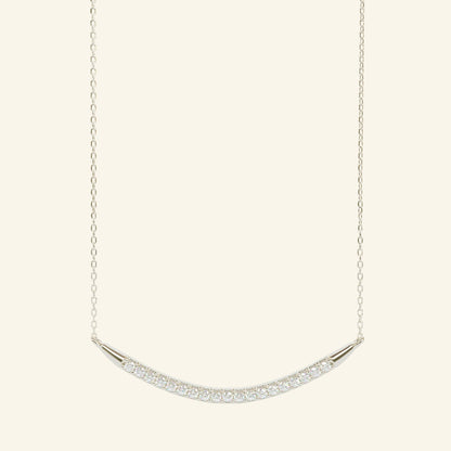 0.18 TCW Round Moissanite Curved Bar Necklace