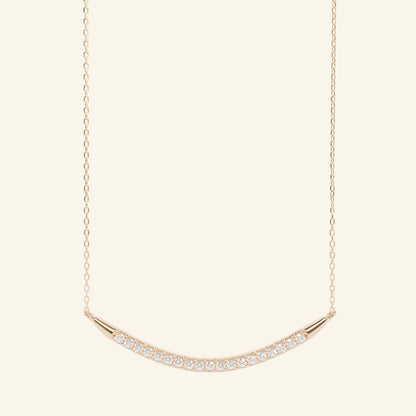 0.18 TCW Round Moissanite Curved Bar Necklace