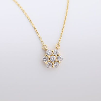 0.21 TCW Round Moissanite Flower Pendant Necklace