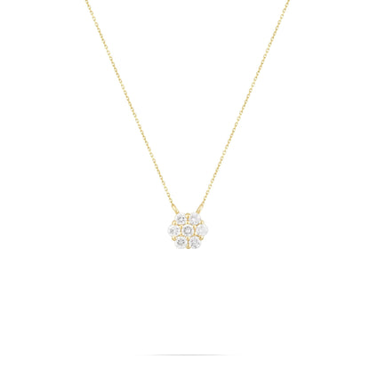 0.21 TCW Round Moissanite Flower Pendant Necklace