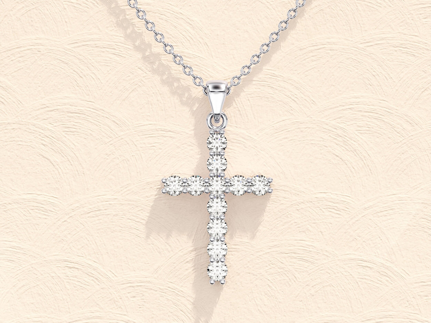 0.22 TCW Round Moissanite Diamond Cross Pendent Necklace