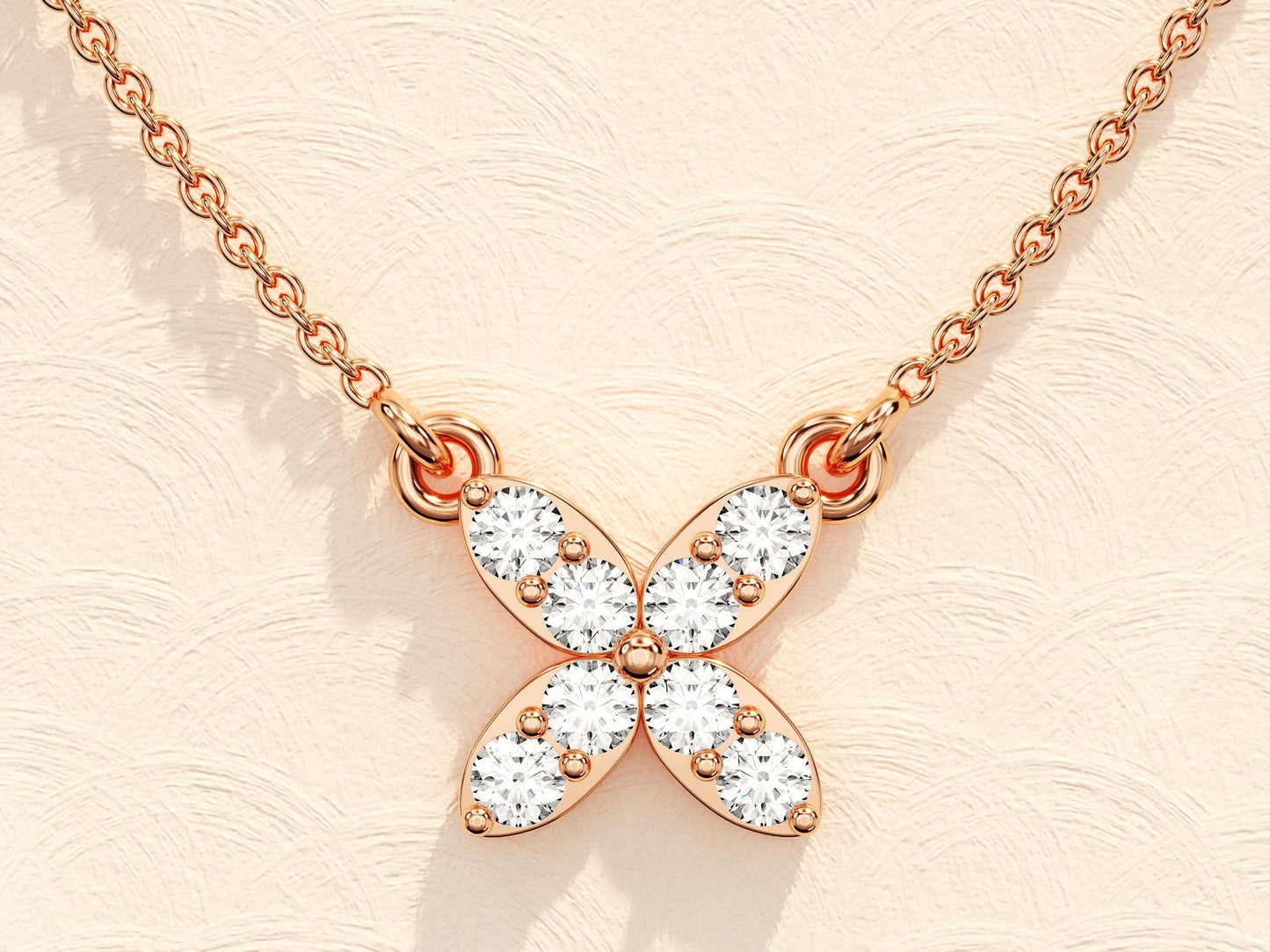 0.24 TCW Round Moissanite Diamond Clover Necklace