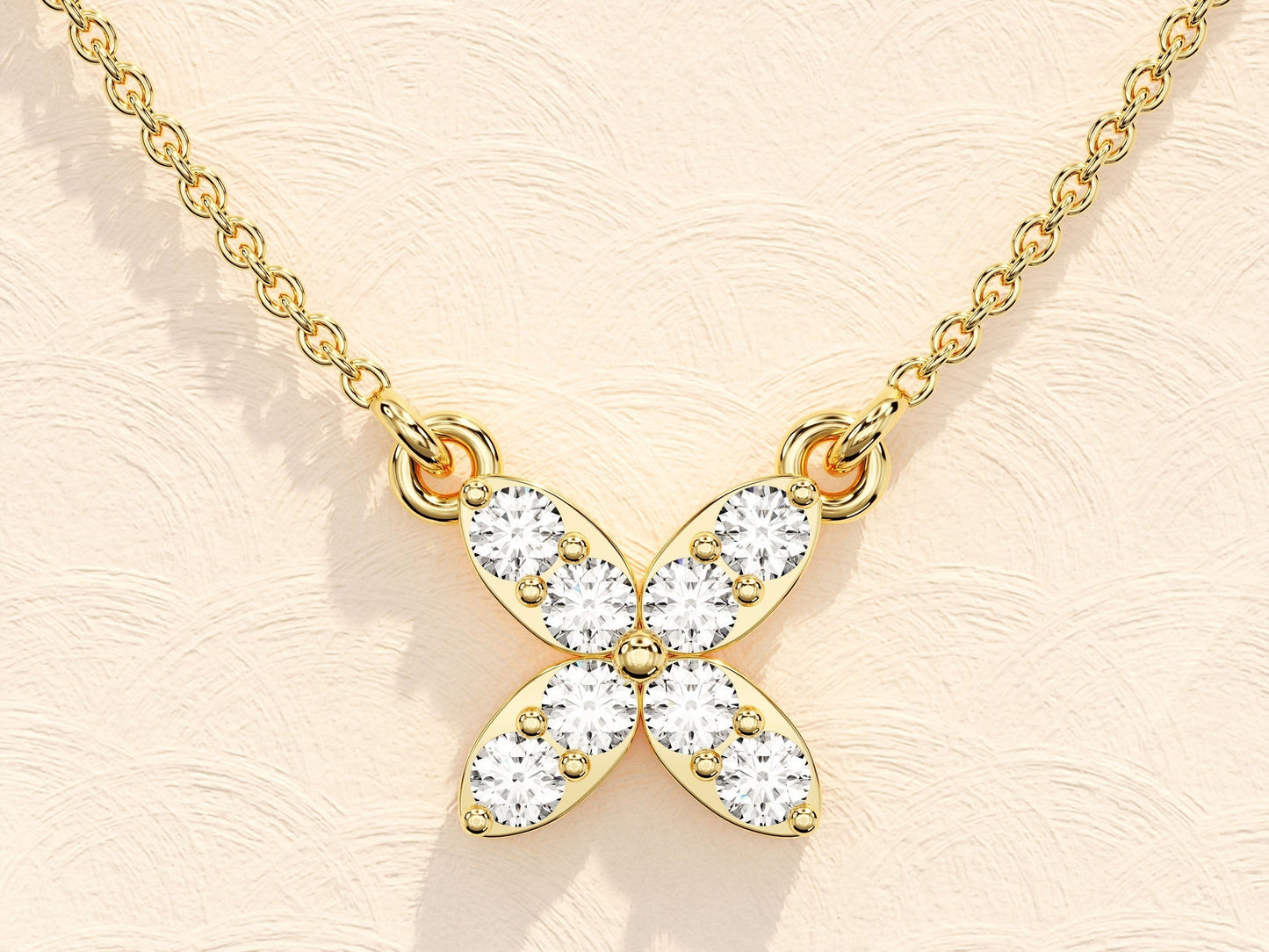 0.24 TCW Round Moissanite Diamond Clover Necklace