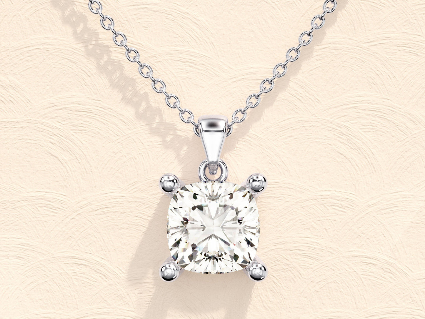 1.0 CT Cushion Moissanite Diamond Solitaire Necklace