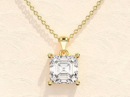 1.0 CT Asscher Moissanite Diamond Solitaire Necklace