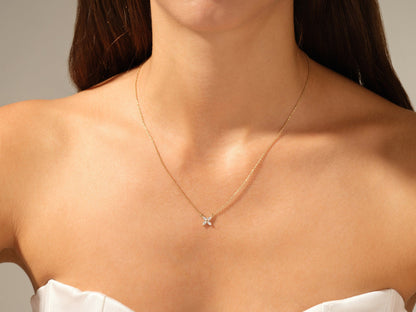 0.40 TCW Marquise Moissanite Diamond Clover Necklace