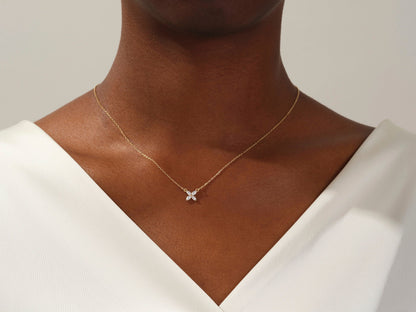 0.40 TCW Marquise Moissanite Diamond Clover Necklace