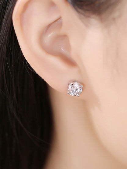 1.0 TCW Round Moissanite Diamond Solitaire Stud Earrings