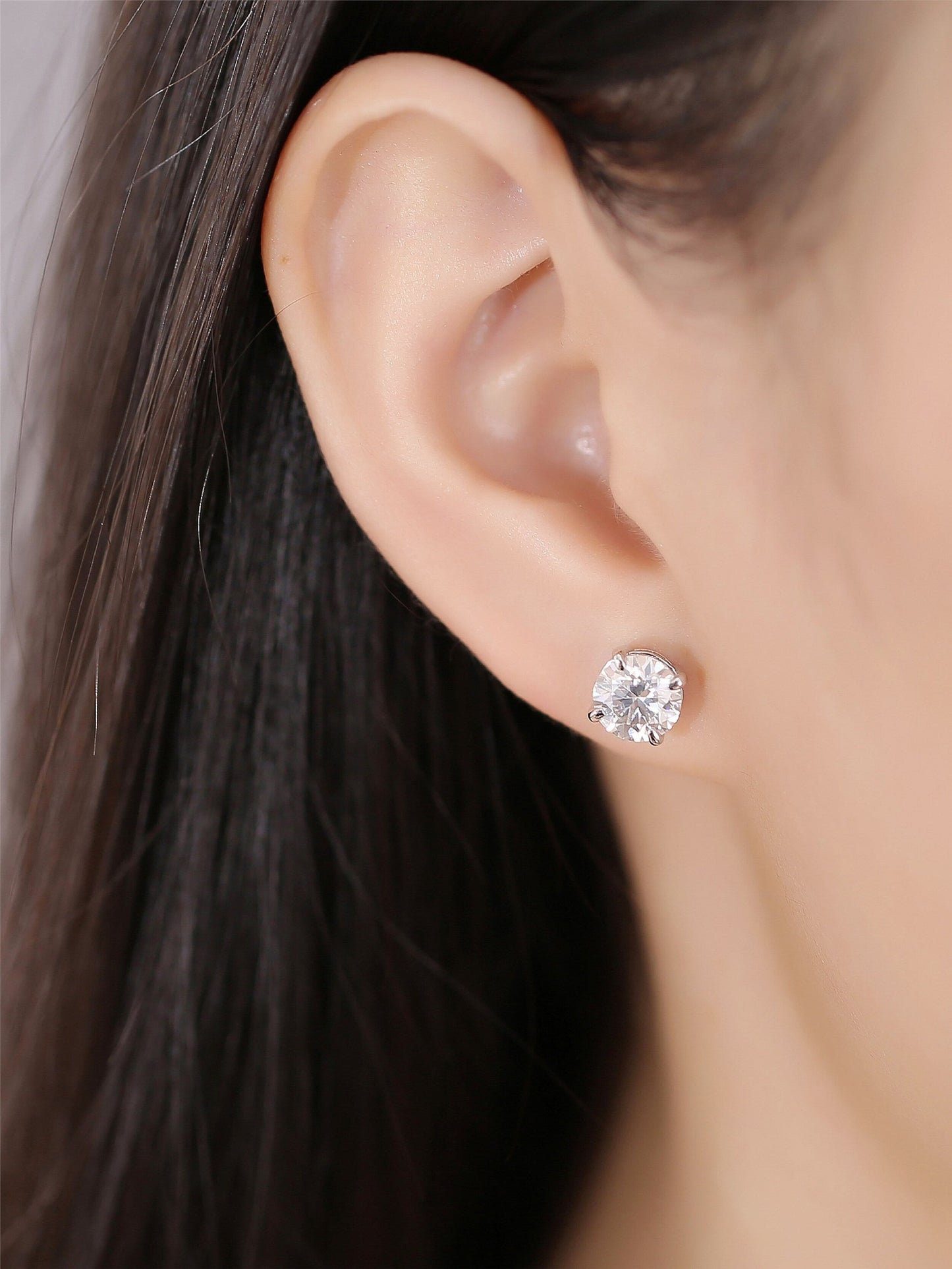 2.0 TCW Round Moissanite Diamond Solitaire Stud Earrings