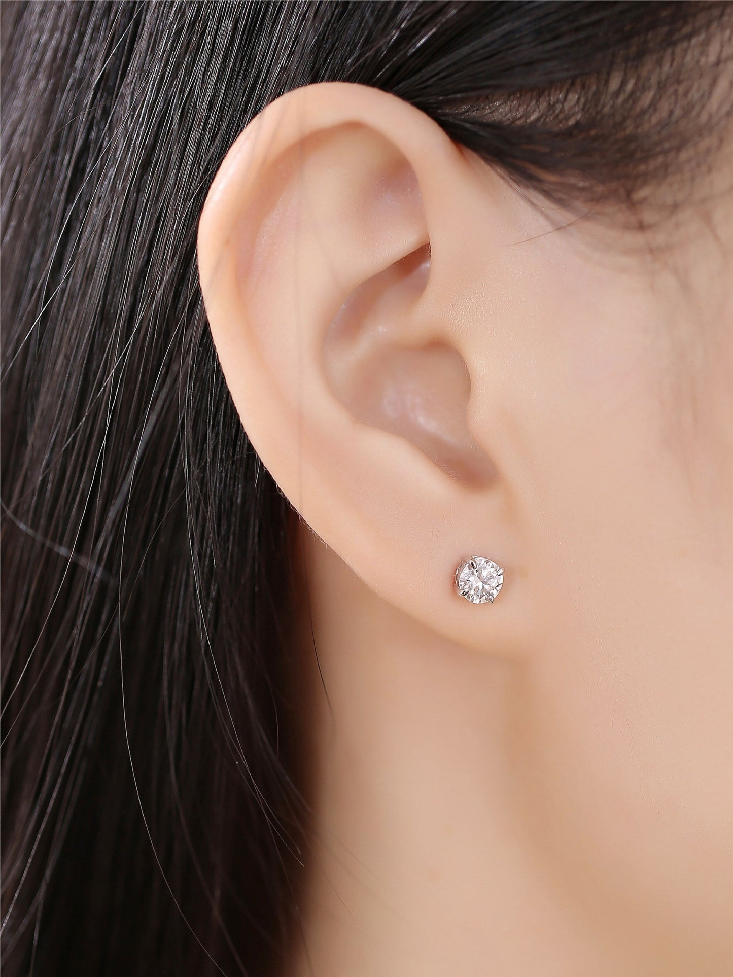 1.0 TCW Round Moissanite Diamond Solitaire Stud Earrings