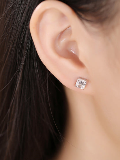 2.0 TCW Asscher Moissanite Diamond Solitaire Stud Earrings