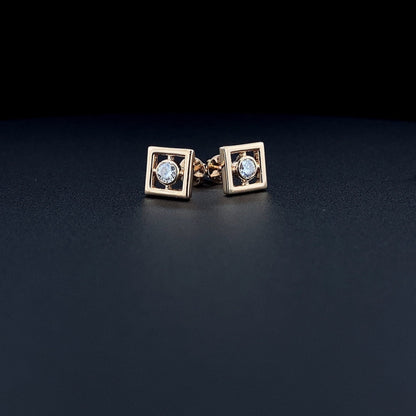 0.40 TCW Round Moissanite Diamond Bezel Stud Earrings