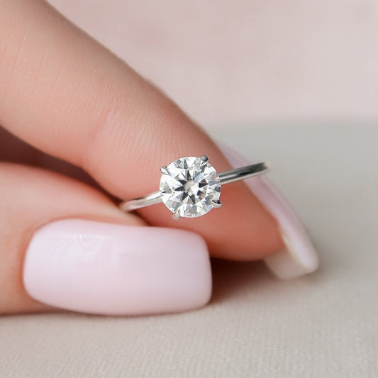 1.0CT Round Cut Hidden Halo Moissanite Diamond Engagement Ring