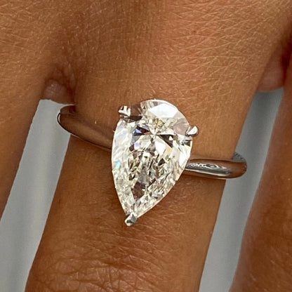 1.75 CT Pear Moissanite Solitaire Engagement Ring