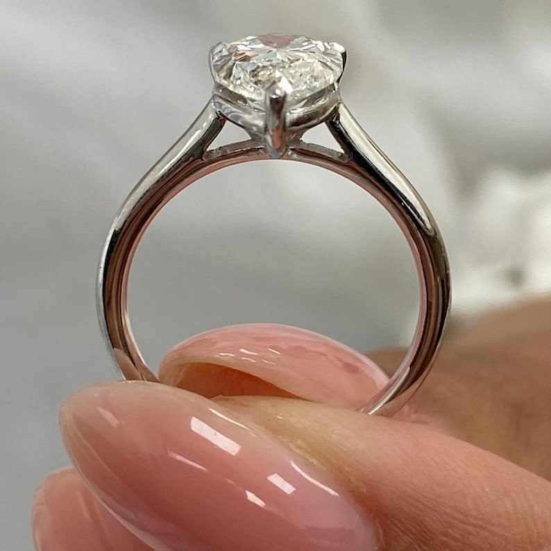 1.75 CT Pear Moissanite Solitaire Engagement Ring