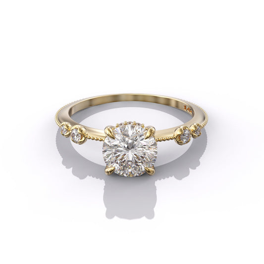 1.0 CT Round Cut Moissanite Unique Engagement Ring