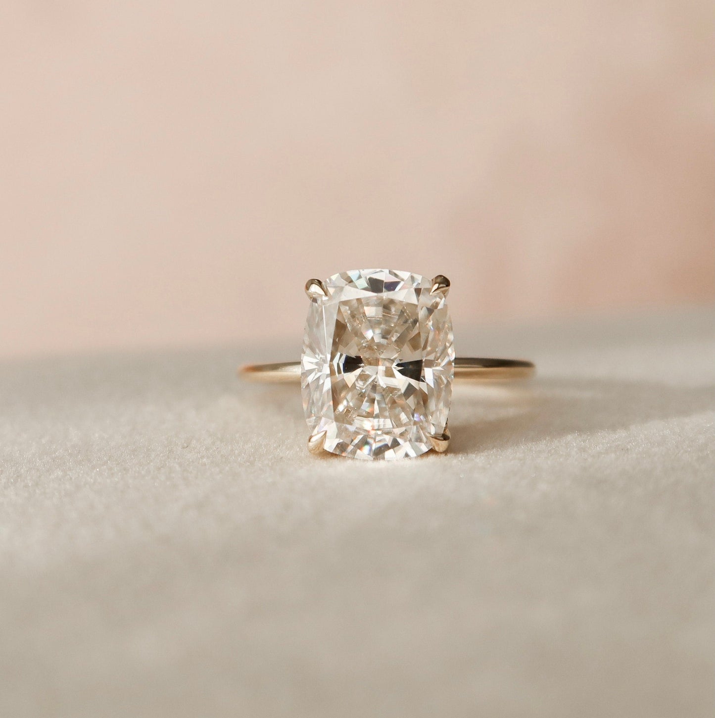 6.0CT Elongated Cushion Cut Hidden Halo Moissanite Diamond Engagement Ring