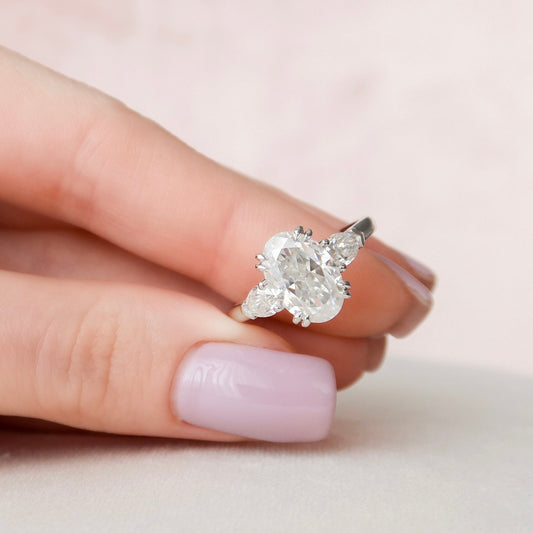 3.5CT Oval Cut Three Stone Moissanite Diamond Engagement Ring