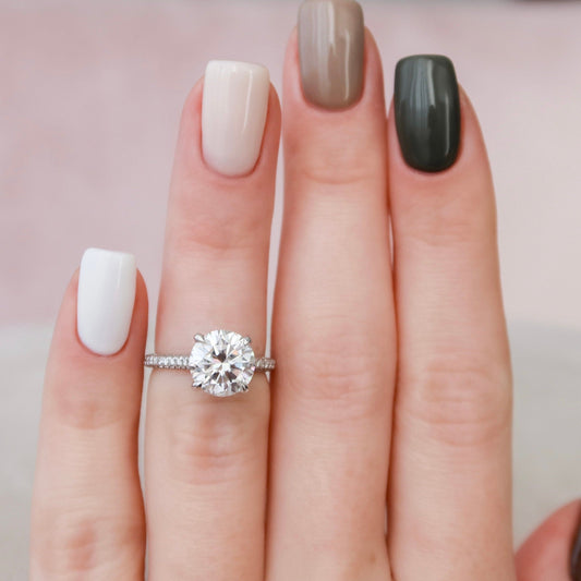 2.50CT Round Cut Hidden Halo Moissanite Diamond Engagement Ring