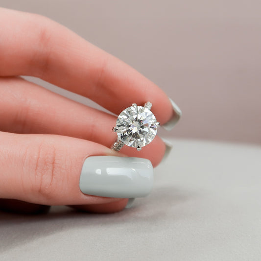 5.0CT Round Brilliant Cut Moissanite Engagement Ring