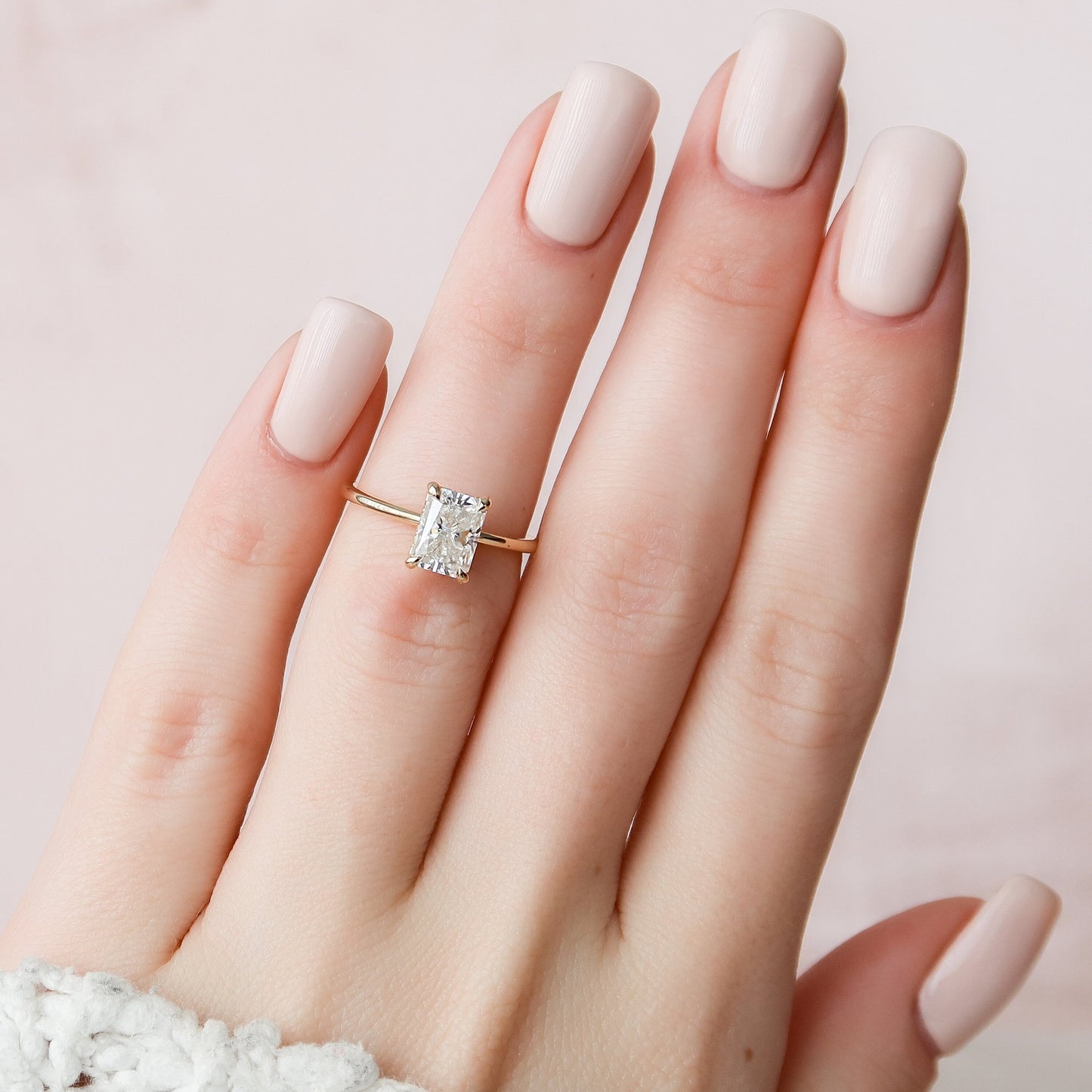 1.50CT Radiant Cut Moissanite Hidden Halo Engagement Ring - Ready to Ship