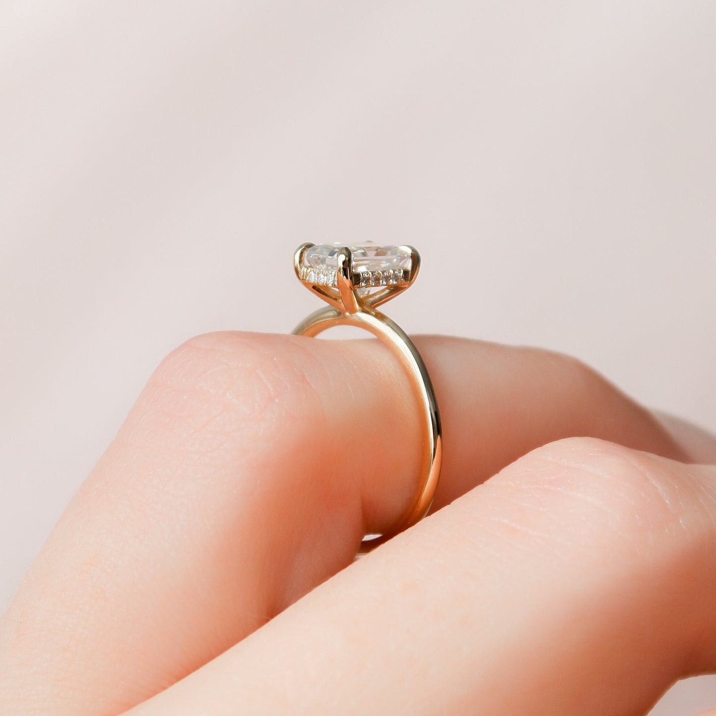 1.50CT Radiant Cut Moissanite Hidden Halo Engagement Ring - Ready to Ship