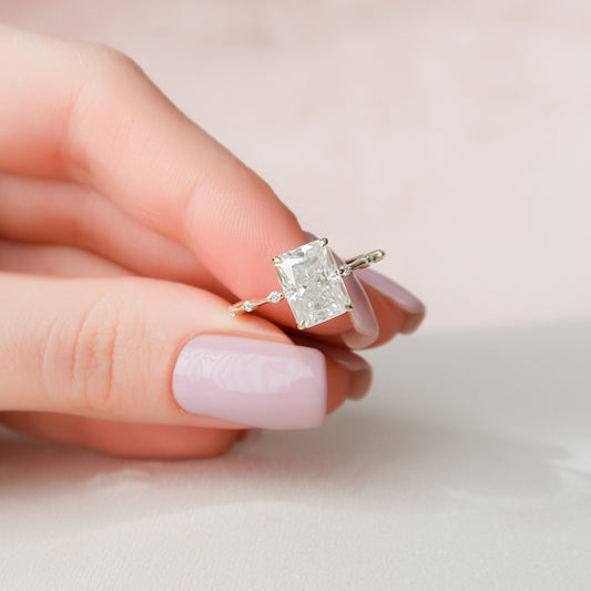 3.50CT Radiant Cut Petite Pave Moissanite Diamond Engagement Ring