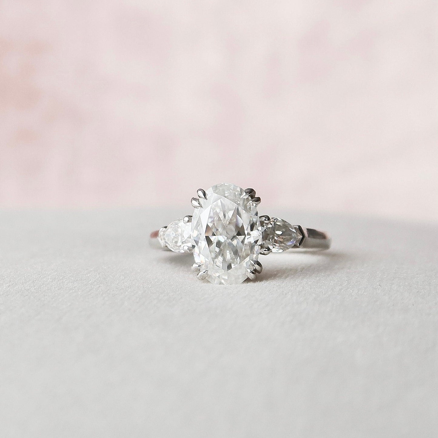 3.5CT Oval Cut Three Stone Moissanite Diamond Engagement Ring