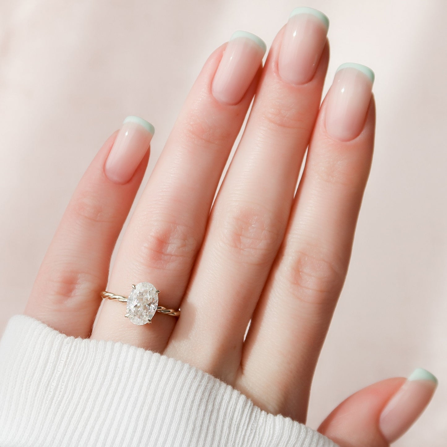 2.0CT Oval Cut Braided Moissanite Diamond Engagement Ring