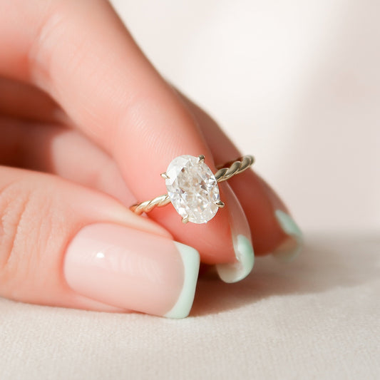 2.0CT Oval Cut Braided Moissanite Diamond Engagement Ring