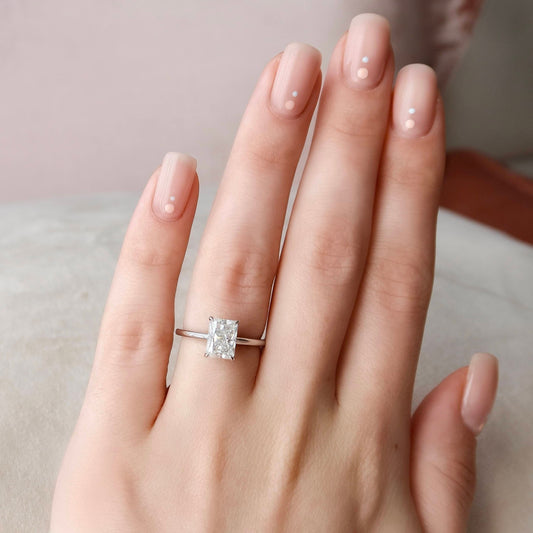 2.0CT Radiant Cut Hidden Halo Moissanite Diamond Engagement Ring