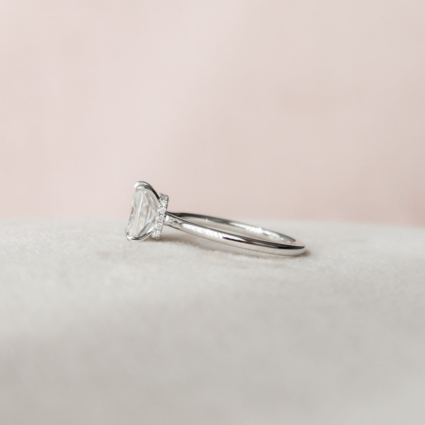 1.50CT Radiant Cut Moissanite Hidden Halo Engagement Ring