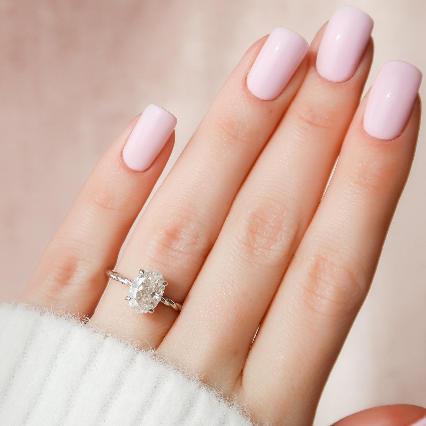 2.0CT Oval Cut Braided Moissanite Diamond Engagement Ring