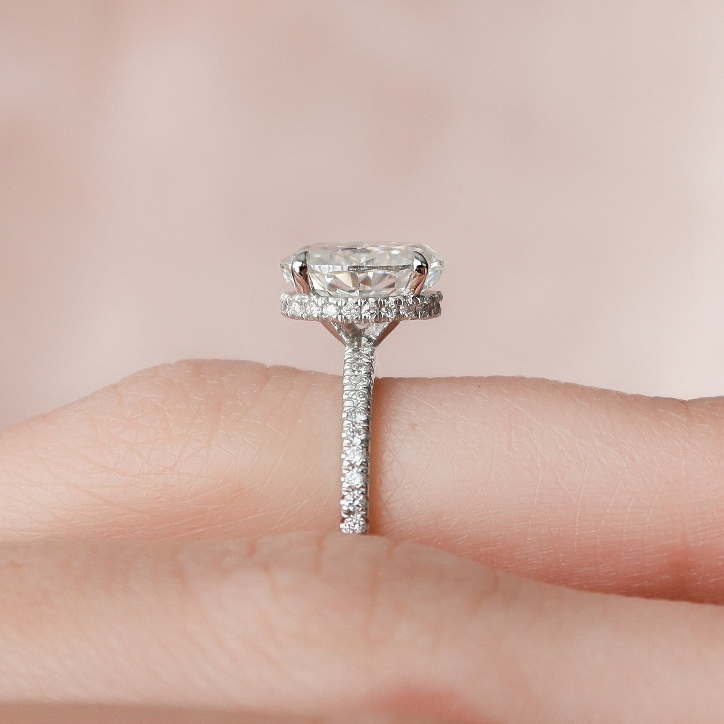 1.50CT Oval Cut Hidden Halo Moissanite Engagement Ring
