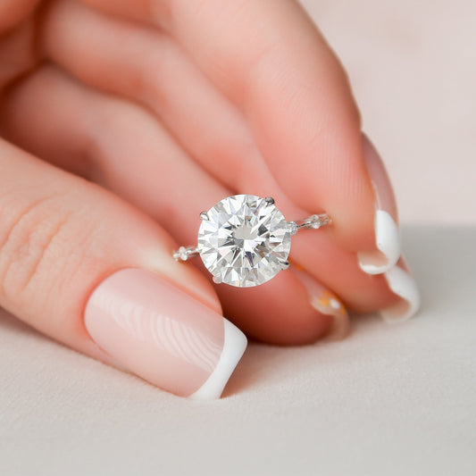 4.0CT Round Brilliant Cut Petite Pave Moissanite Diamond Engagement Ring