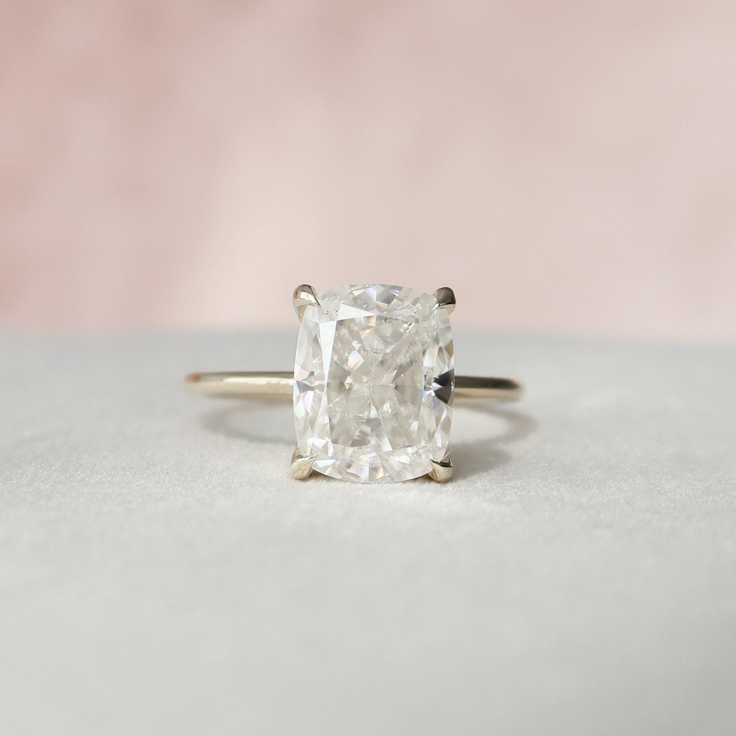 4.50CT Elongated Cushion Cut Moissanite Hidden Halo Diamond Engagement Ring
