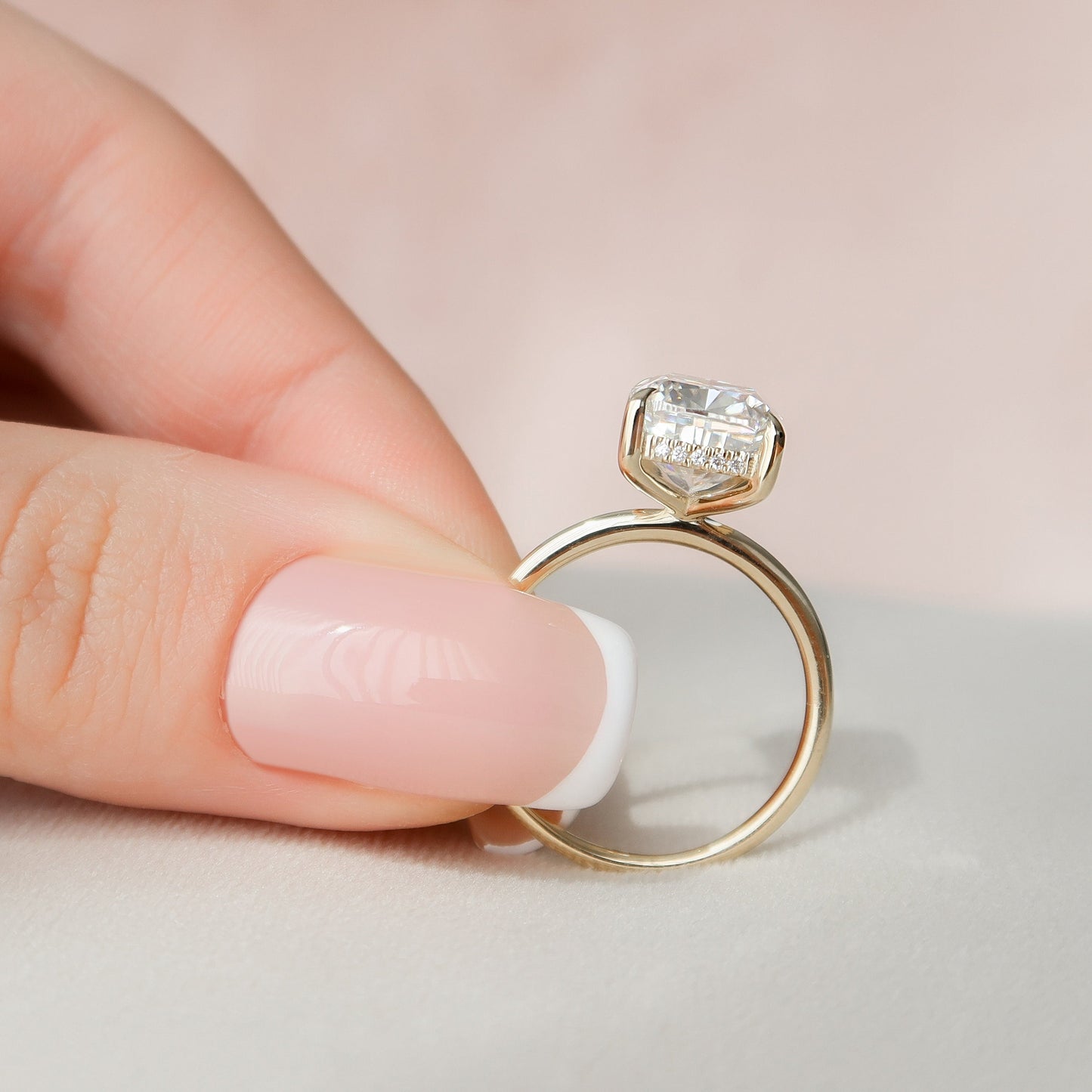 4.50CT Elongated Cushion Cut Moissanite Hidden Halo Diamond Engagement Ring