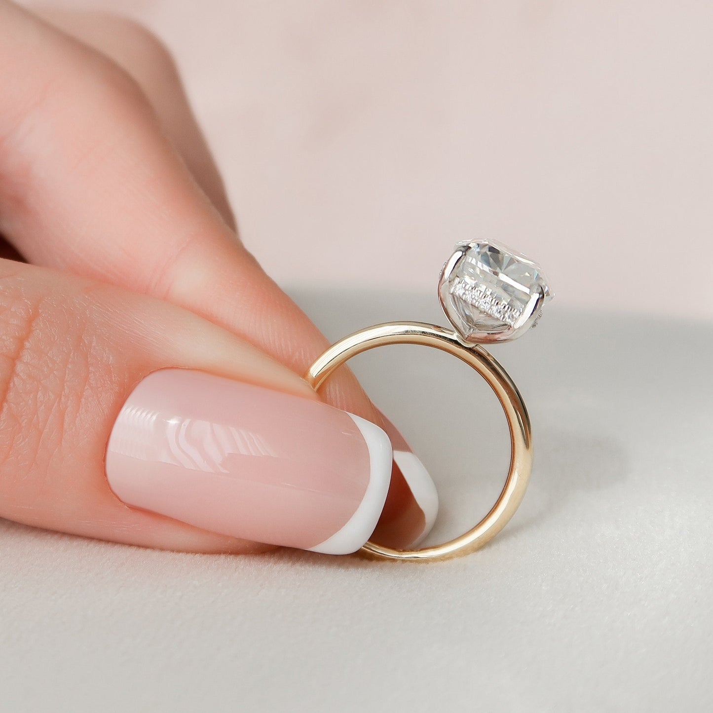 4.0CT Elongated Cushion Cut Moissanite Hidden Halo Diamond Engagement Ring