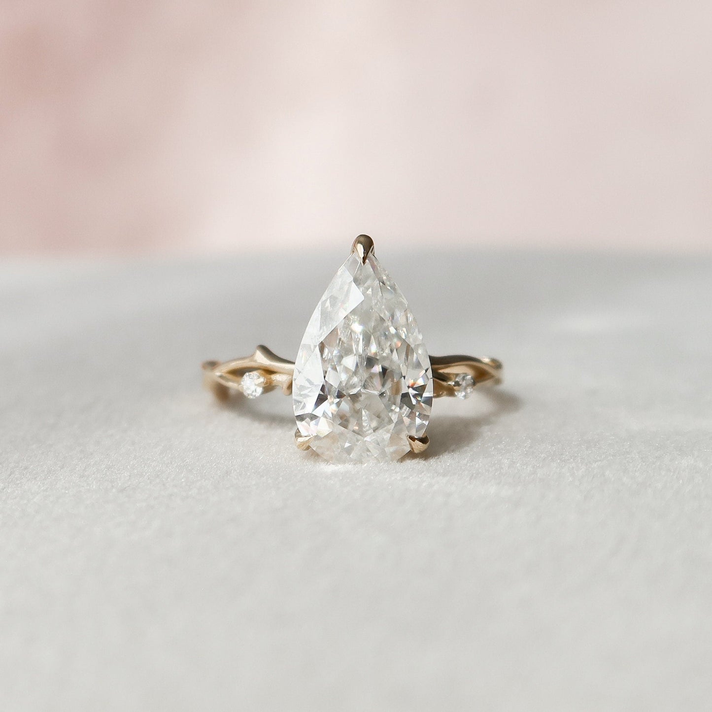 2.50CT Pear Shaped Nature Inspired Twig Moissanite Diamond Engagement Ring