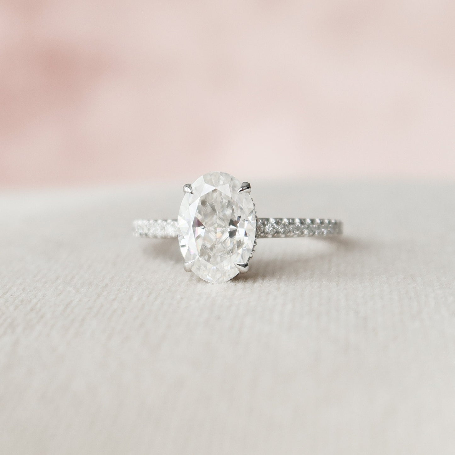 1.50CT Oval Cut Hidden Halo Moissanite Engagement Ring