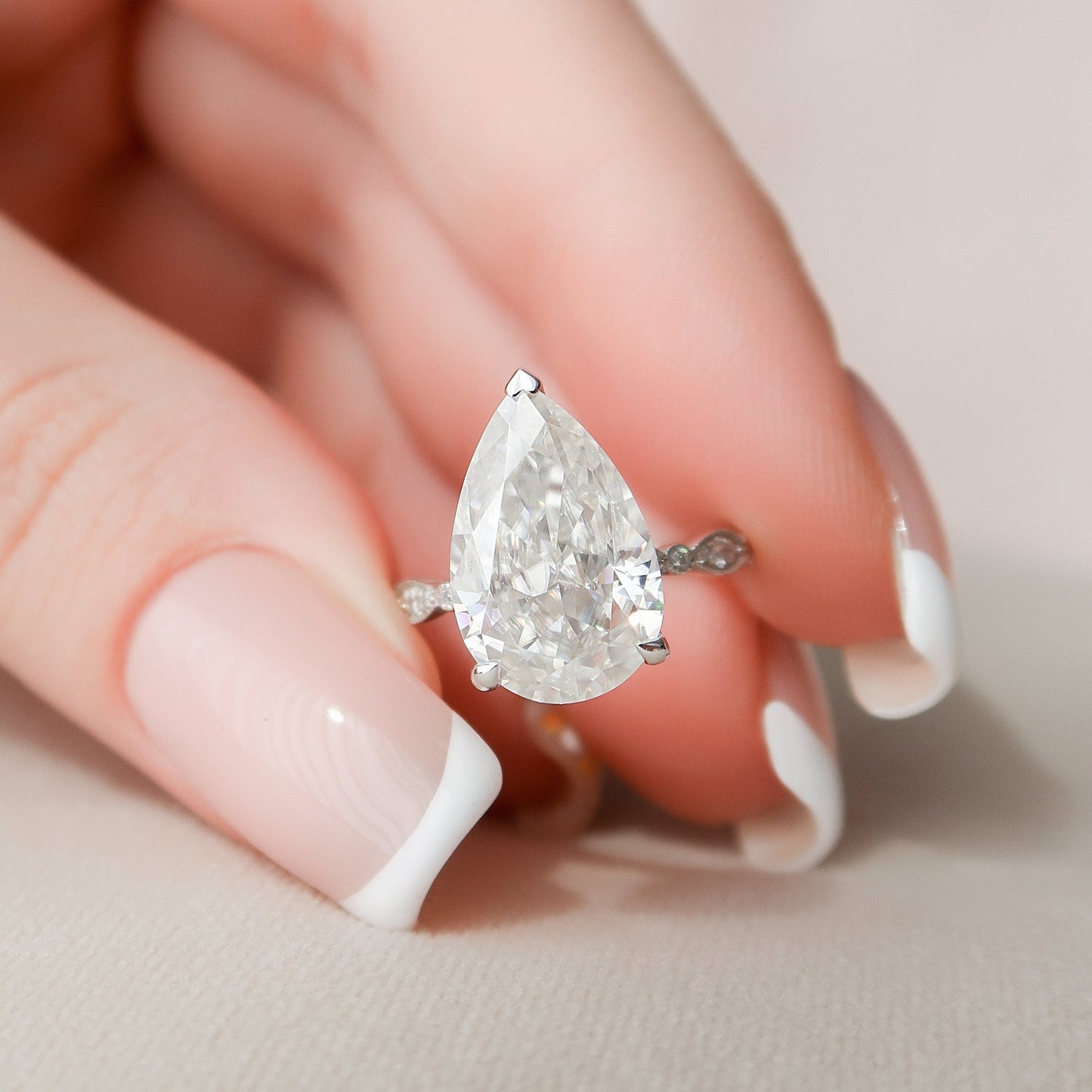 4.50CT Pear Cut Art Deco Moissanite Diamond Engagement Ring For Her