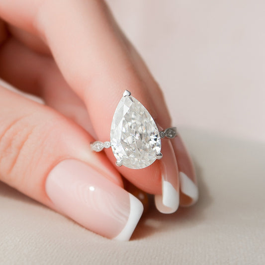 4.50CT Pear Cut Art Deco Moissanite Diamond Engagement Ring For Her